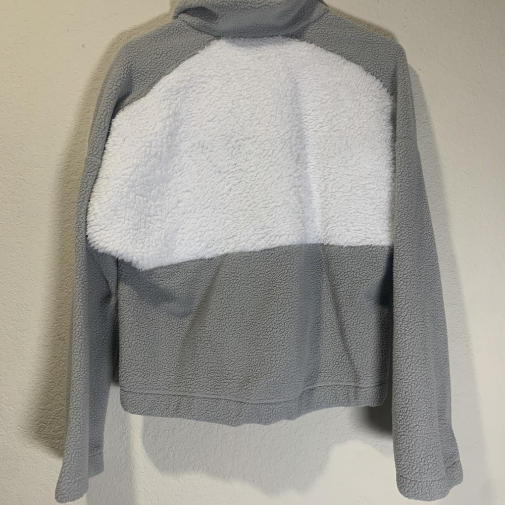 Columbia Womens Sherpa 1/4 Snap Crop Fleece Pullover Tan White Soft Warm Small - Picture 6 of 8